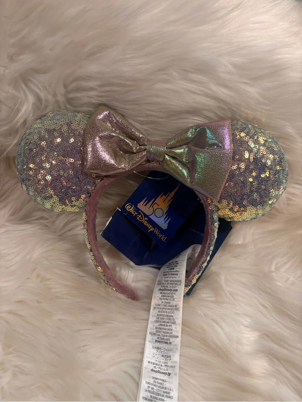 New Disney World 50th Anniversary Celebration Minnie Ears Iridescent Headband